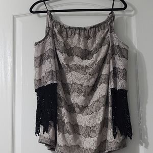 Off the shoulder nude and black dress